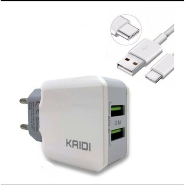 Carregador Celular TipoC Com 1 Cabo E 2 Saidas Usb - Kaidi KD-301C - Image 3