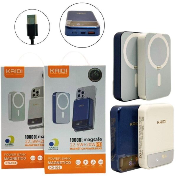 Power Bank Magnético Kaidi 998 10.000 Mah Magsafe Kd-998 Preto