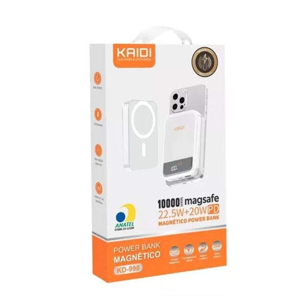 Power Bank Magnético Kaidi 998 10.000 Mah Magsafe Kd-998 Preto - Image 2