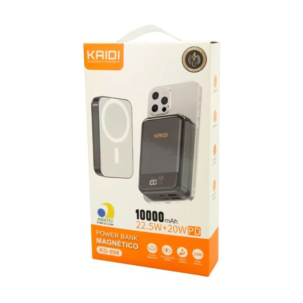 Power Bank Magnético Kaidi 998 10.000 Mah Magsafe Kd-998 Preto - Image 3