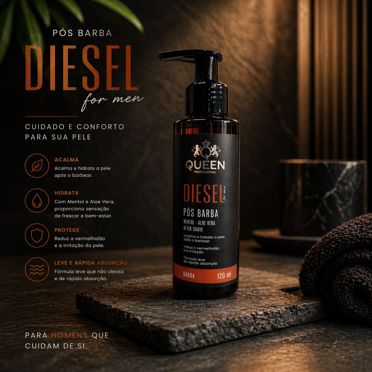 Pós Barba Queen Diesel 120ml Premium o Melhor da Categoria - Image 3