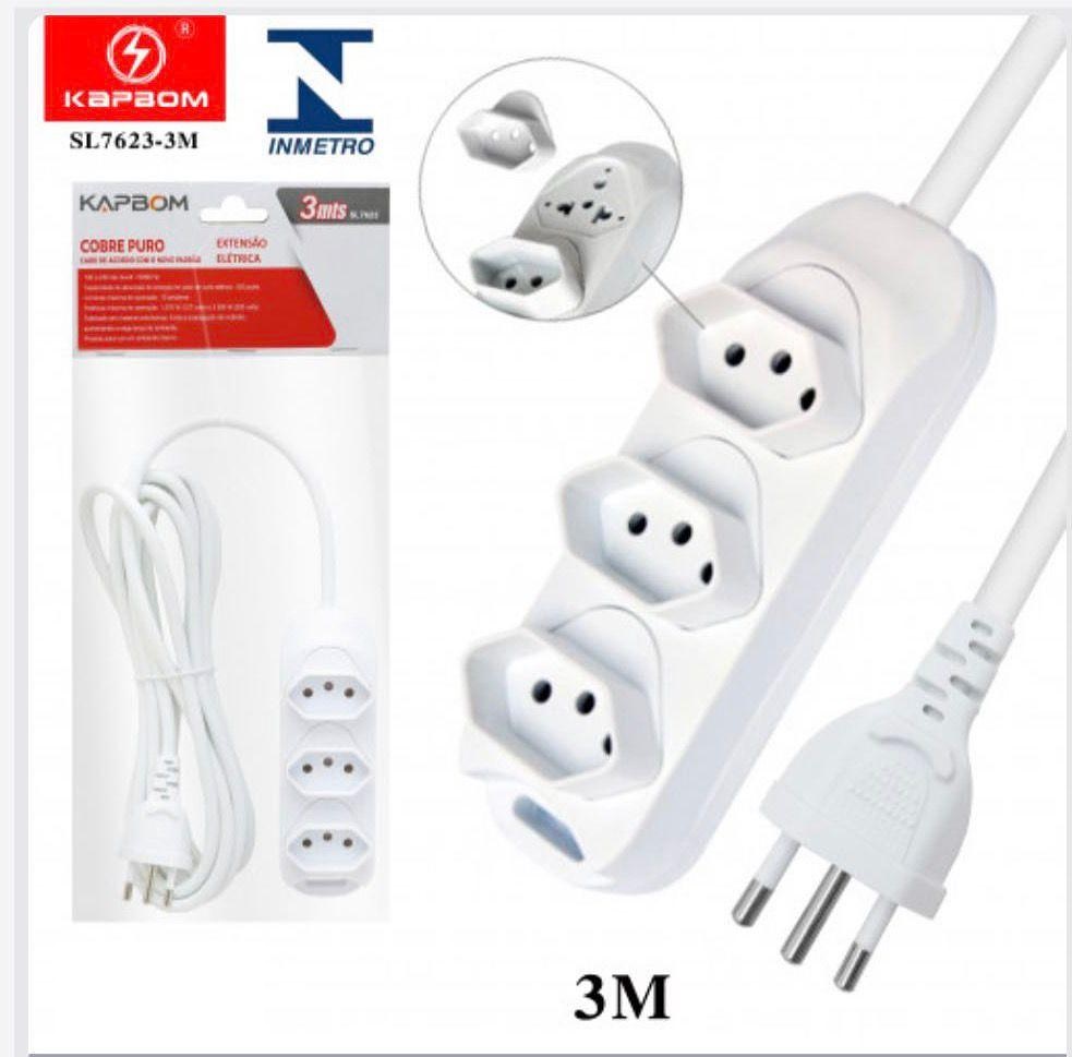 Extensão Filtro de Linha de 3M Com 3 Tomadas - Image 3