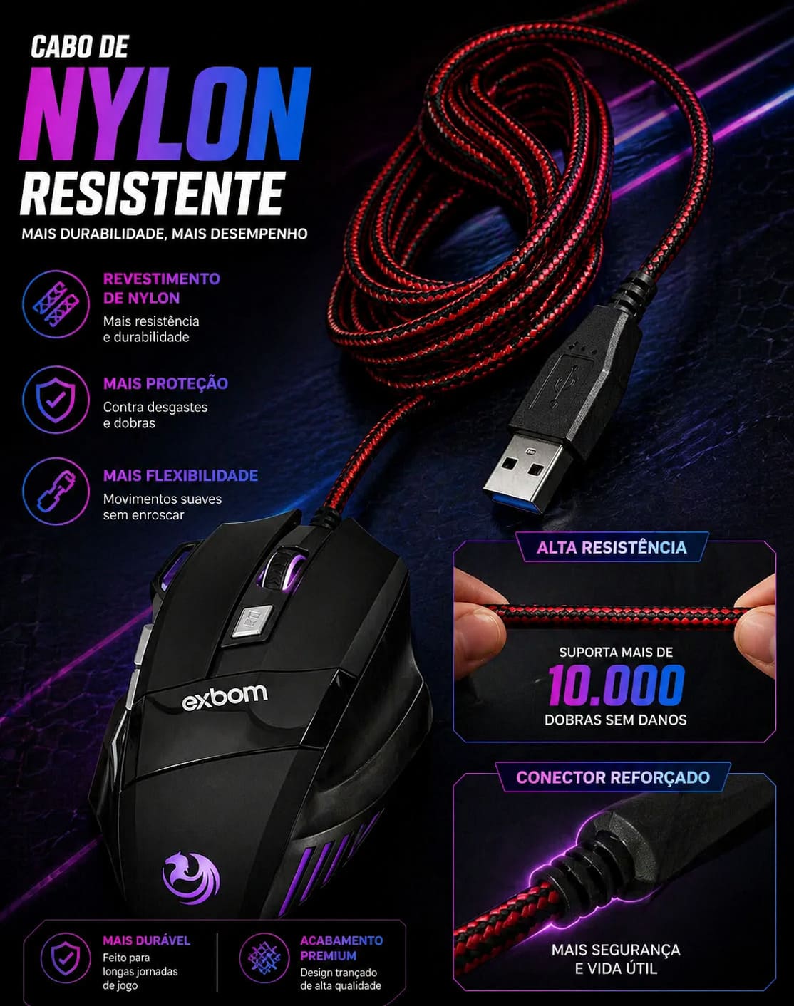 Mouse Para Jogo Gamer Ms G260 Preto Rgb Led 7 Botoes - Image 5
